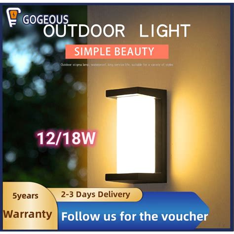 GOGEOUS 18W Modern LED Wall Light Waterproof Outdoor .